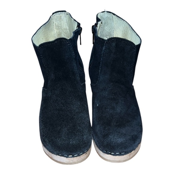 Hanna Andersson wooden suede clogs  black tan euro 36 size 5.5 made in sweden - Picture 3 of 10